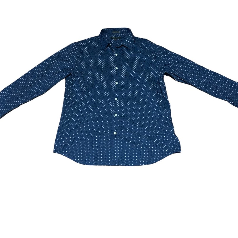 Mens Express (blue and white polka dot) button down - Large (worn once!!)